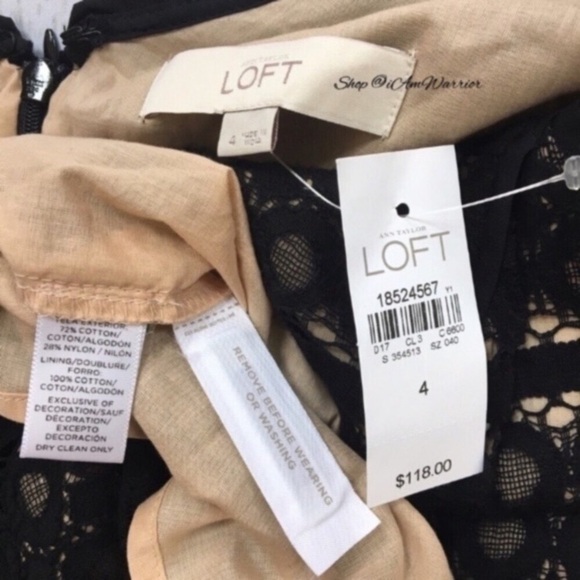 Loft NWT sleeveless geo lace a-line little black dress *shop@iamwarrior - Picture 6 of 7